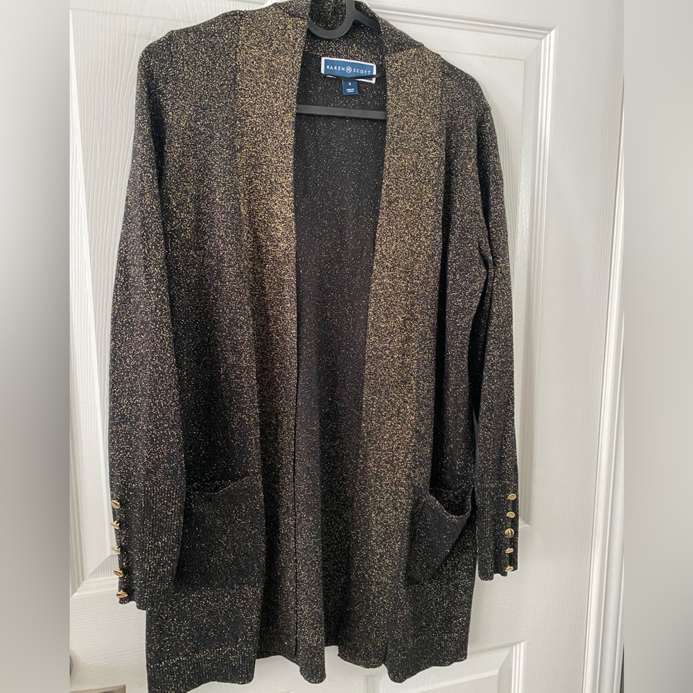 Karen Scott Women's Black and Gold Cardigan